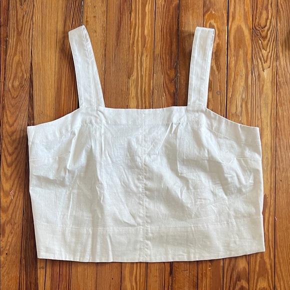 Banana Republic Tops - Banana Republic Factory Cream Linen-Blend Square-Neck Crop Top - NWT - Size XL